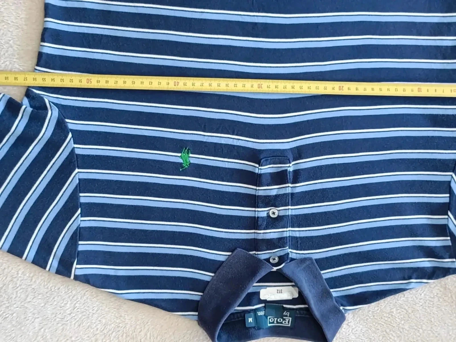 Polo Ralph Lauren marine met blauwe en witte strepen, groen geborduurd logo, maat M – photo 13